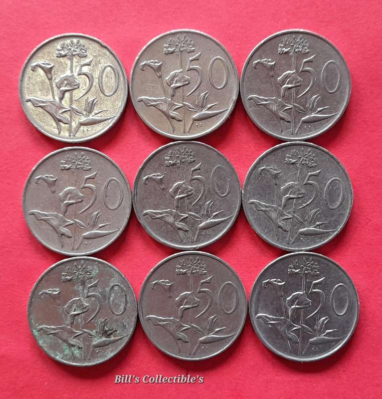South African 50cent Coins . 1 bid Takes All.