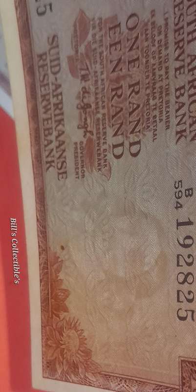 South Africa TW de Jongh R1 Banknotes in Sequence.  1 bid Takes All