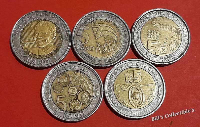 South African Commemorative R5 Coins .