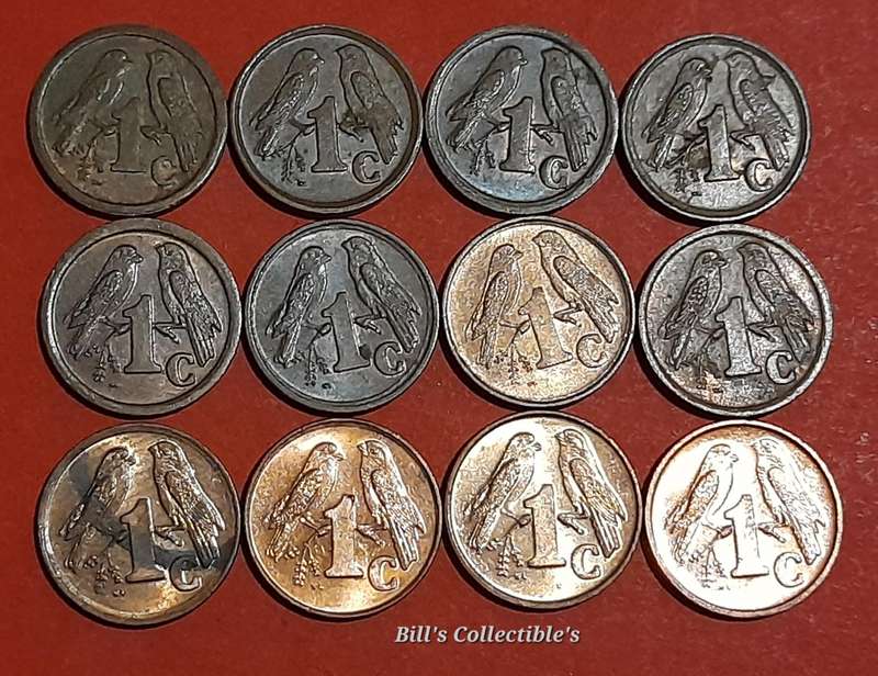 Complete South African 3rd Decimal 1Cent Coin Set .1990-2001