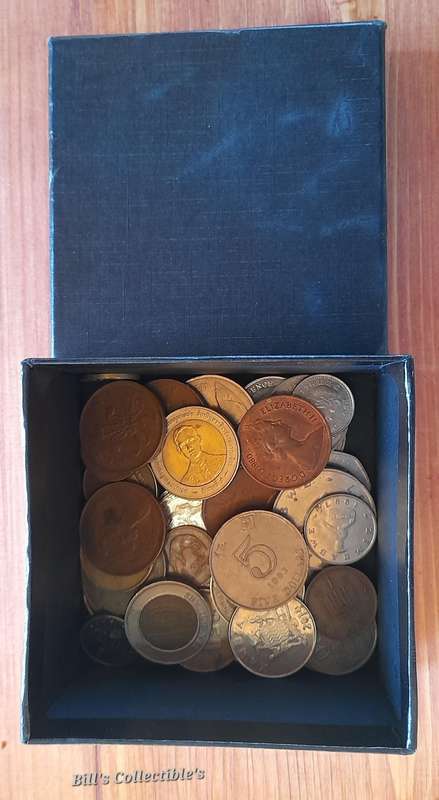 50 International Coins . Box Included.