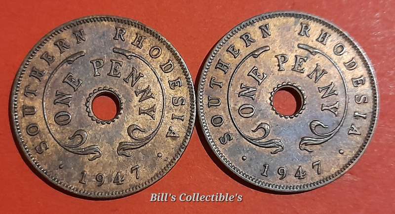1947 Rhodesia Penny Coins . Good condition.