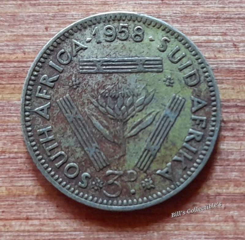 South African 3d (Tickey) Coin . 1958