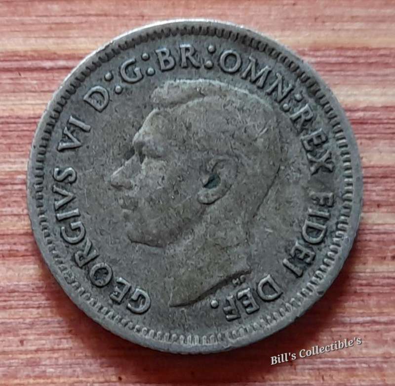 1951 Australia Sixpence Coin .