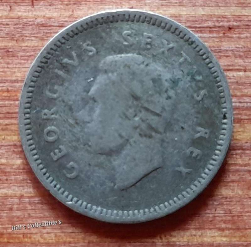 South African 3d (Tickey) Coin . 1951