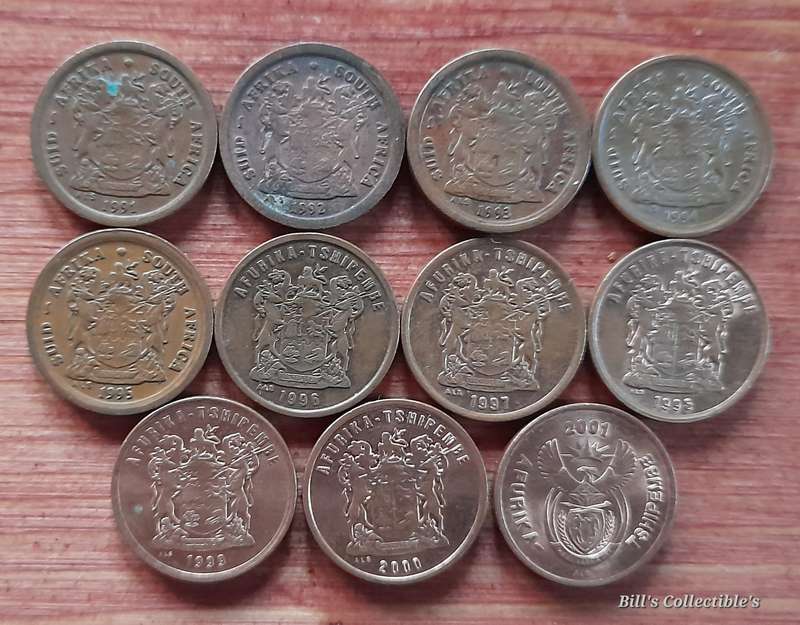 South African 3rd Decimal 2cent Set 1991-2001