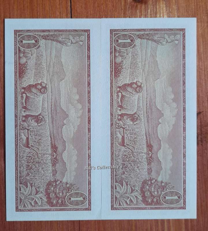 AU South African TW de Jongh R1 Banknotes in Sequence.