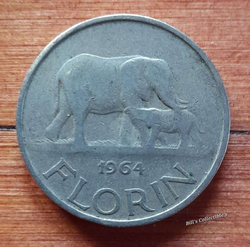 1964 Malawi 1 Florin Coin .