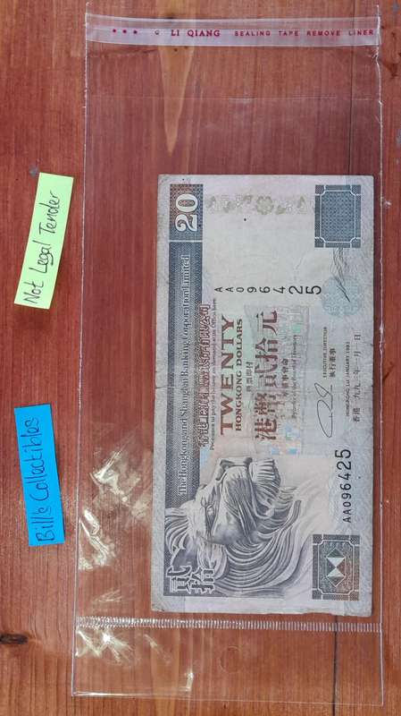 Hongkong 20 Dollar Banknote. (AA Prefix)