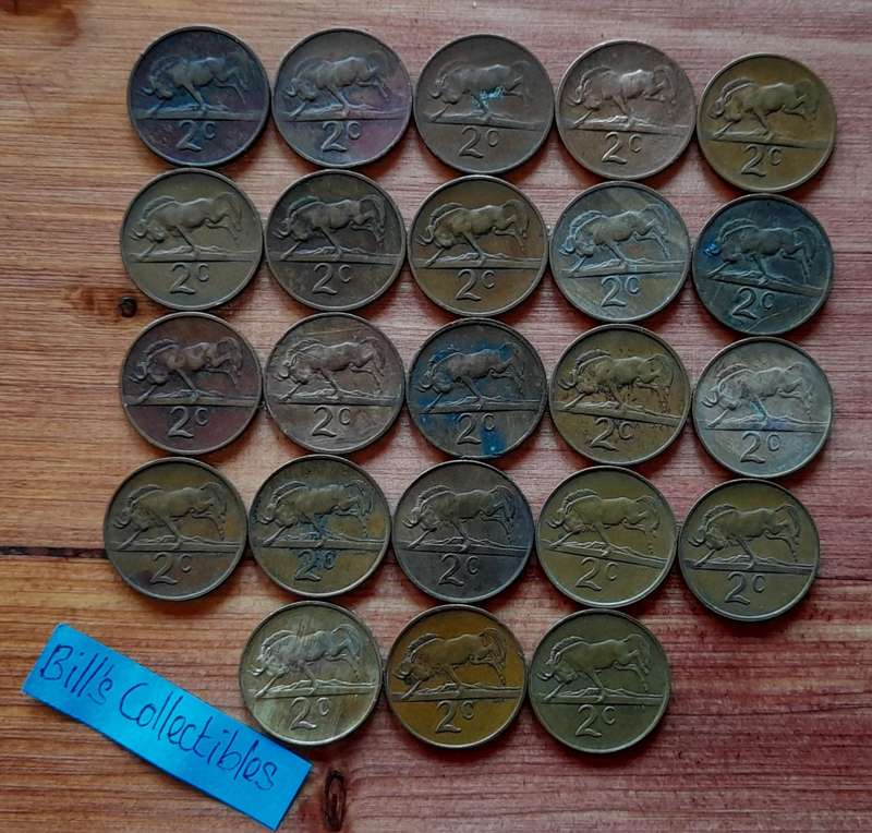 Incomplete South African 2nd Decimal 2cent Coin Set. 1965-1990