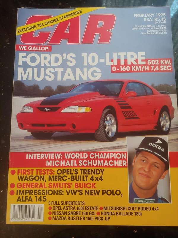 CAR MAGAZINE: FORD'S 10 LITRE MUSTANG - FRBRUARY 1995
