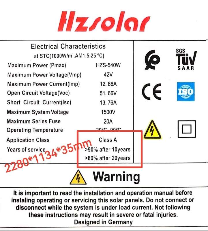 Hz Solar 540w Mono solar panel