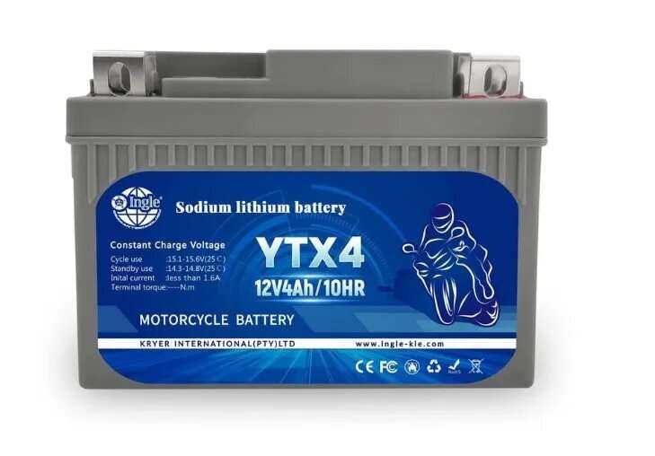 Ingle YTX4 12v 4ah Sodium Lithium Motorcycle Battery