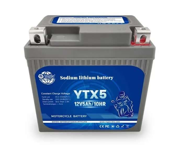 Ingle YTX5 12v 5ah Sodium Lithium Motorcycle Battery