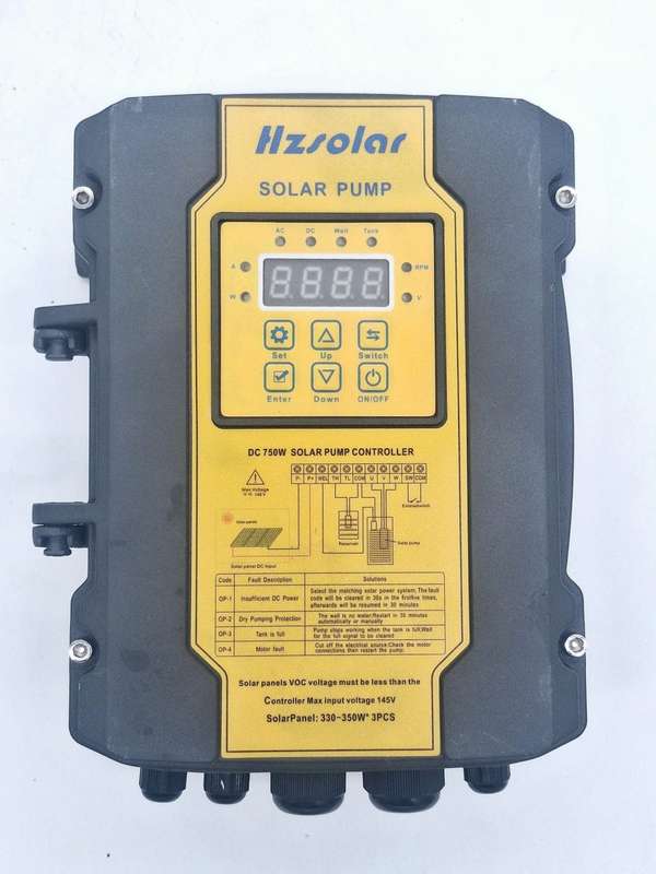 Hz Solar 7.0m³/Hr 110m DC 1500w solar borehole pump with charge controller