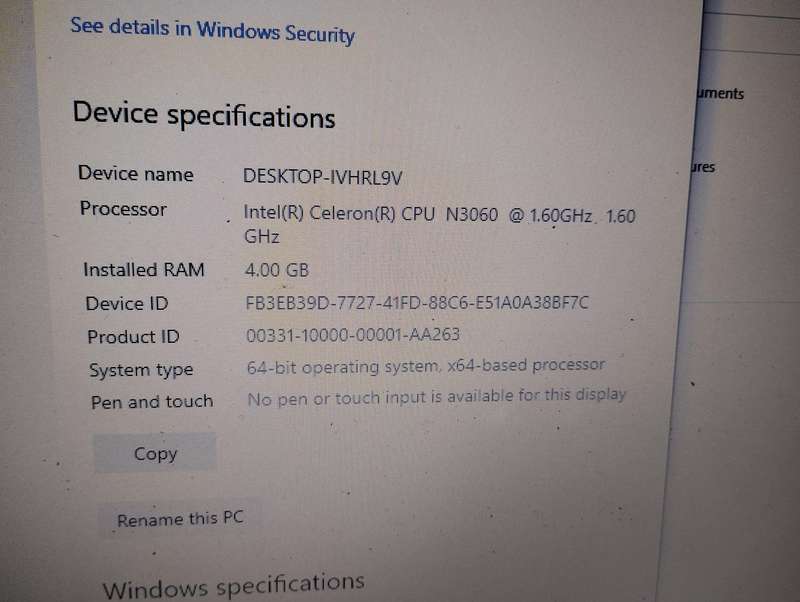HP Intel (R) Celeron N3060
