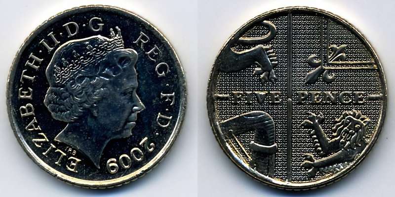ELIZABETH -II-D-G FIVE PENCE REG-F-D 2014