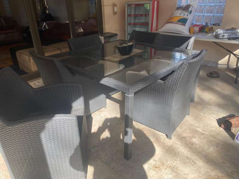 Outdoor 8 seater wicker patio set