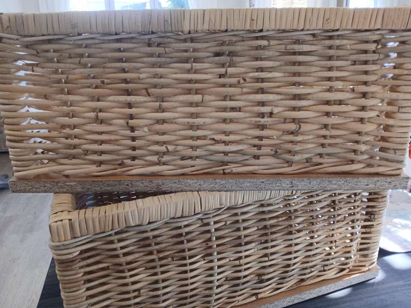 Natural Cane Baskets on Oak Melamine Board (x2)