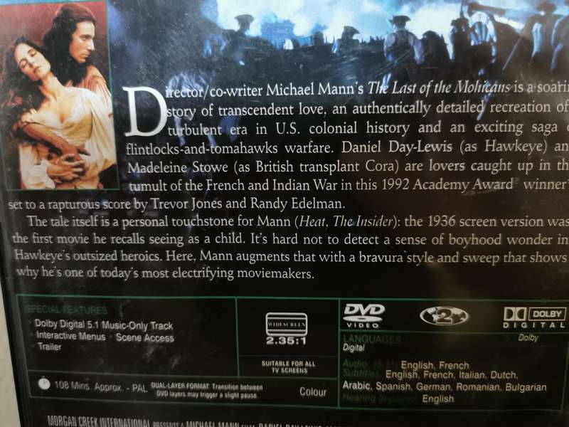 Last of the Mohicans on DVD
