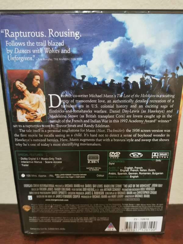 Last of the Mohicans on DVD