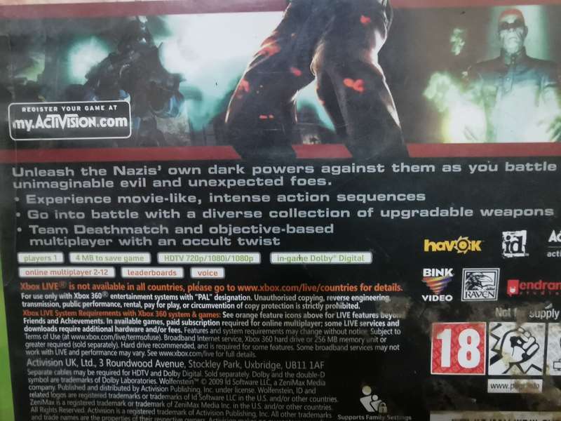 Wolfenstein on Xbox 360 with Booklet