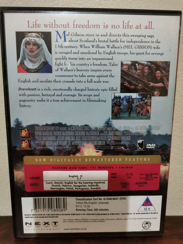 Braveheart on DVD in Mint Condition
