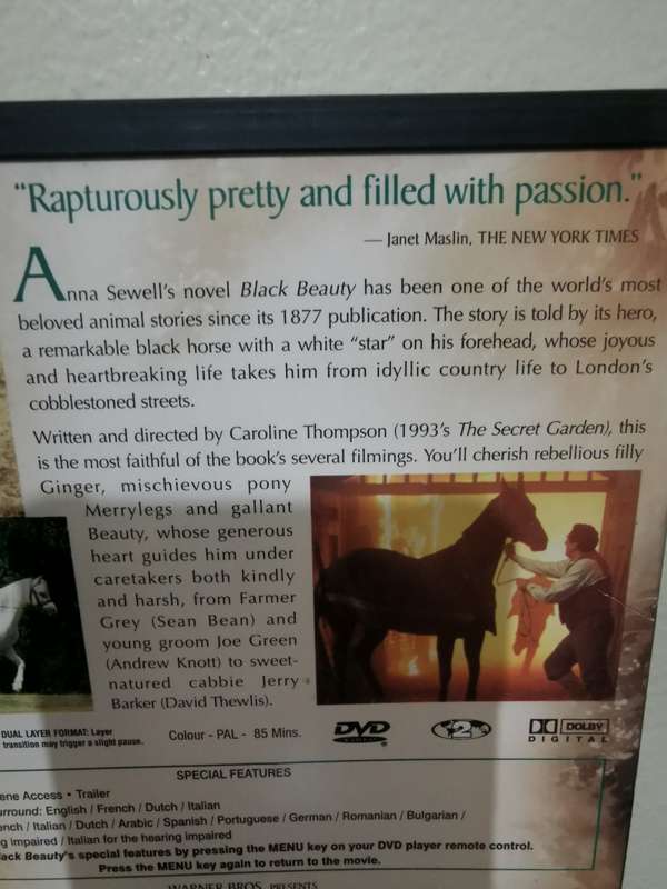 Rare Soft Cover Edition of Black Beauty on DVD in Mint Condition
