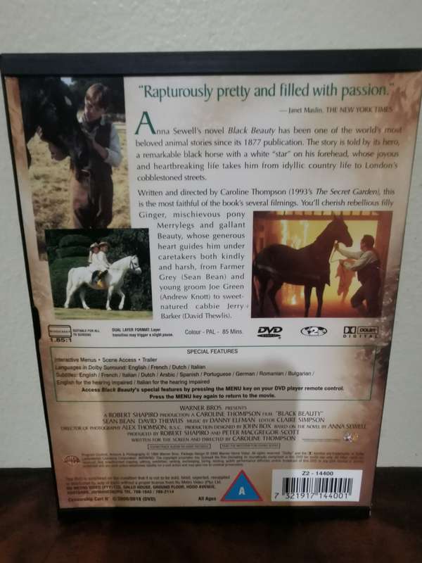 Rare Soft Cover Edition of Black Beauty on DVD in Mint Condition