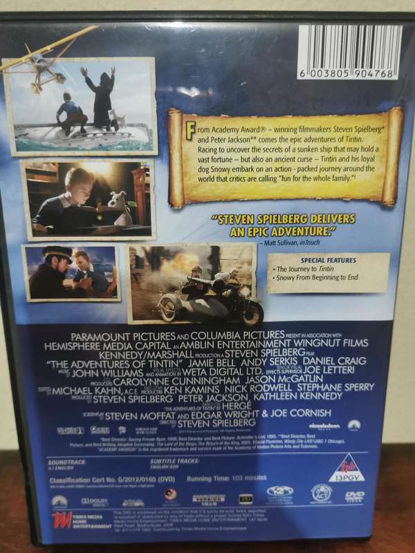 The Adventures of Tin Tin on DVD