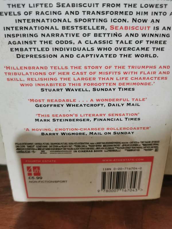 Seabiscuit, novel by Laura Hillenbrand