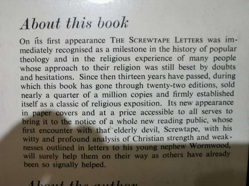 The Screwtape Letters, novel by C S Lewis