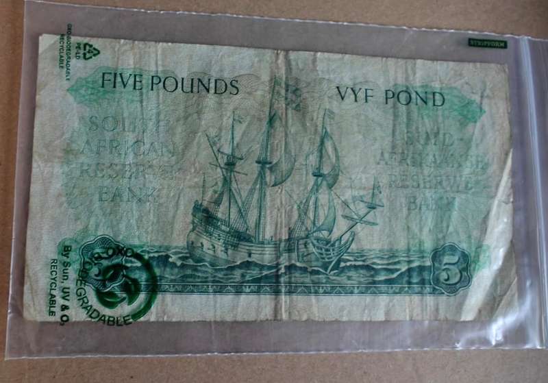 South Africa 1956 Afrikaans over English Five Pounds C27