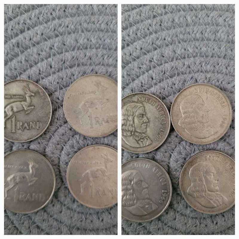 8 x Silver R1 Coins 1966, 1967, 1969