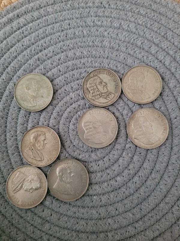 8 x Silver R1 Coins 1966, 1967, 1969