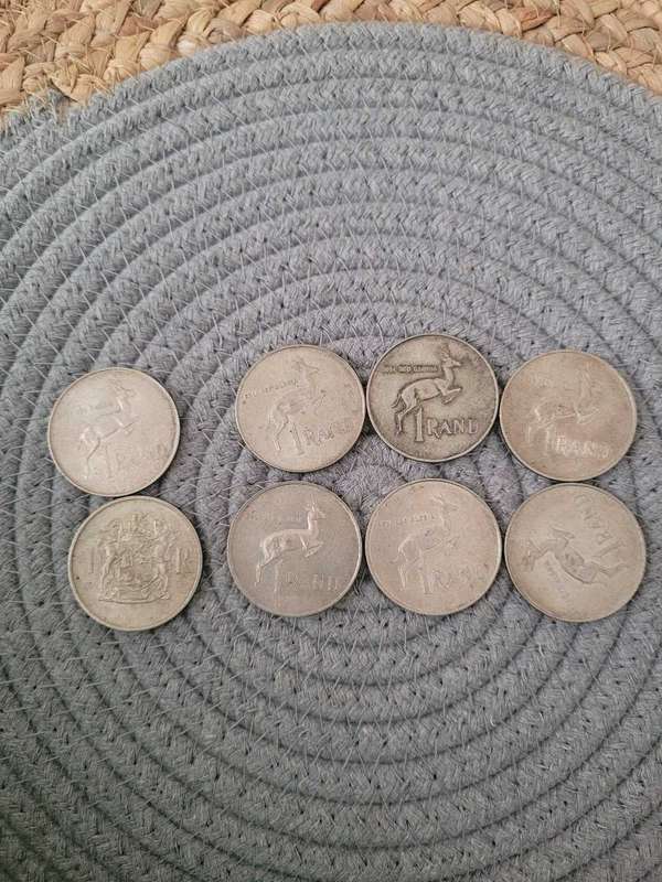 8 x Silver R1 Coins 1966, 1967, 1969
