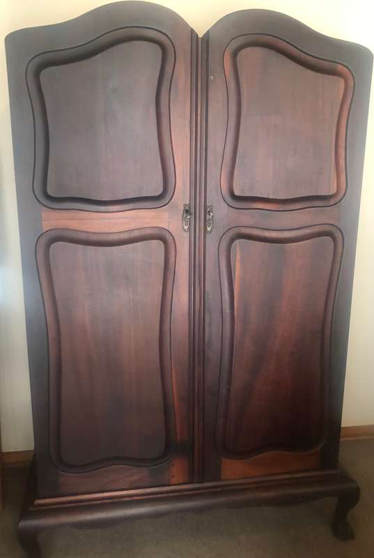 Vintage Stinkwood double door clothing wardrobe
