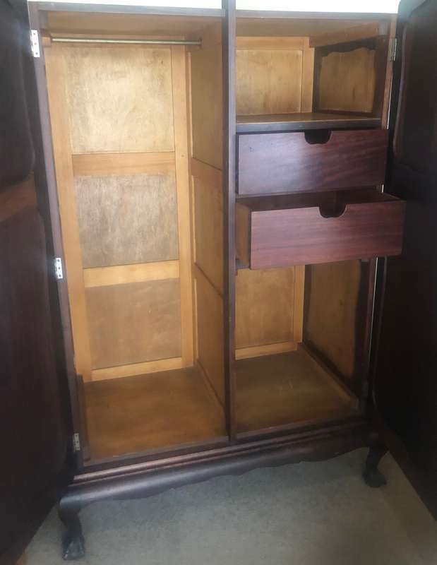 Vintage Stinkwood double door clothing wardrobe