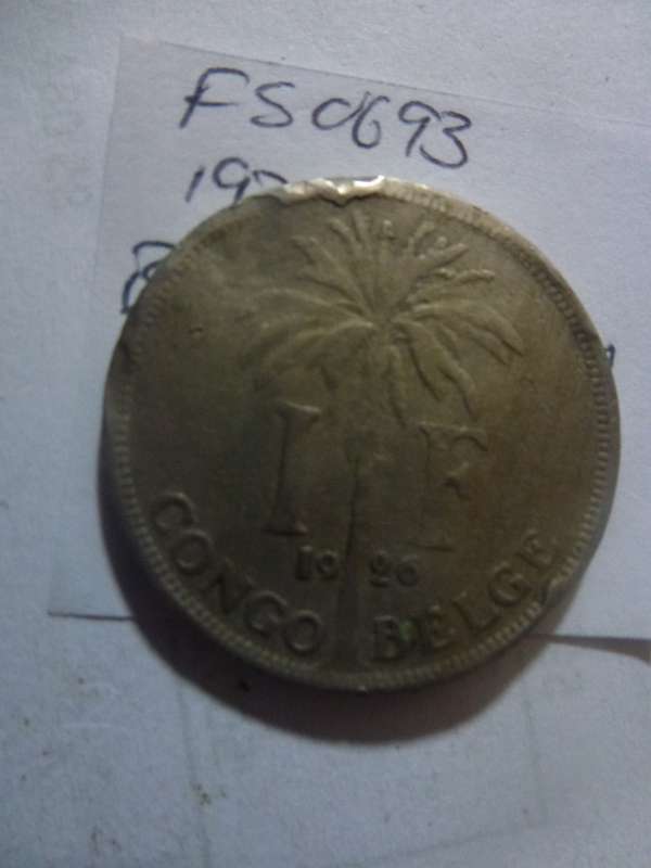 1926 Belgian Congo 1 franc