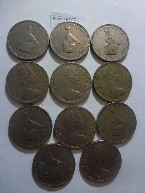 1964 Rhodesia 2 shilling / 20 cent