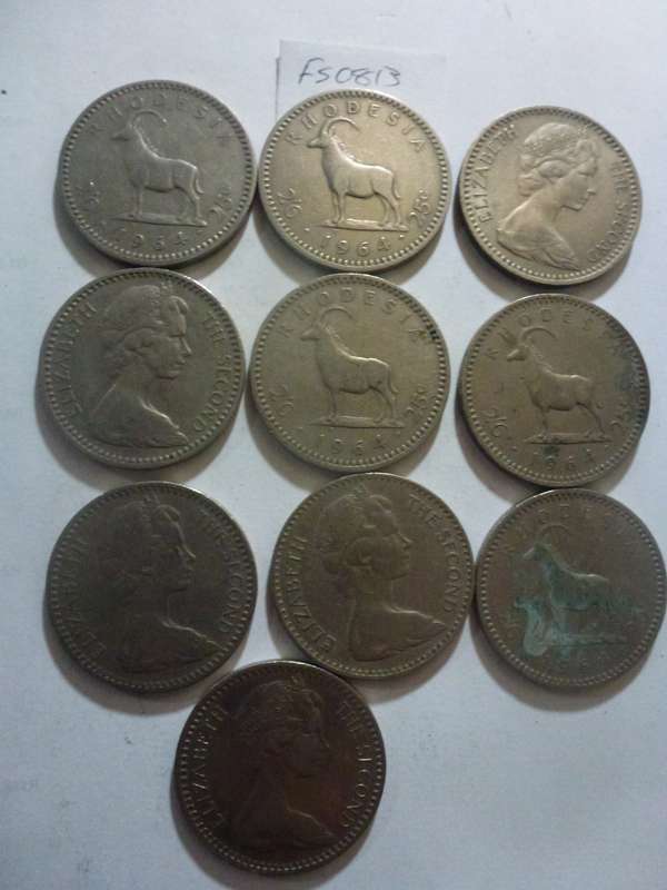 1964 Rhodesia 2 1/2 shilling / 25 cent