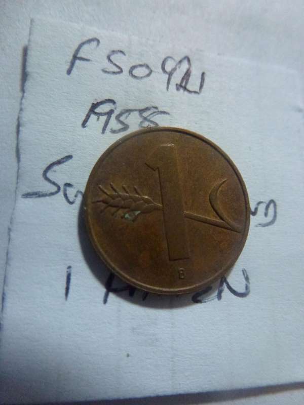 1958 Switzerland 1 rappen