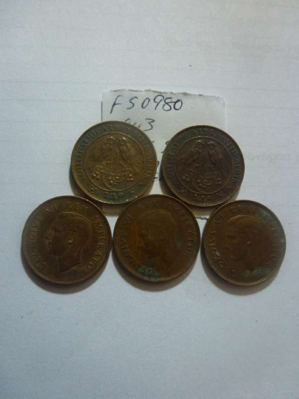 1943 Union of South Africa 1/4 penny