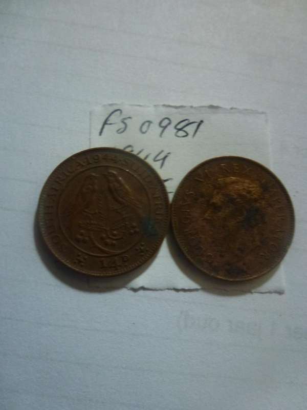 1944 Union of South Africa 1/4 penny