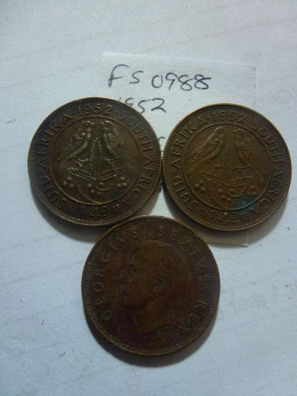 1952 Union of South Africa 1/4 penny
