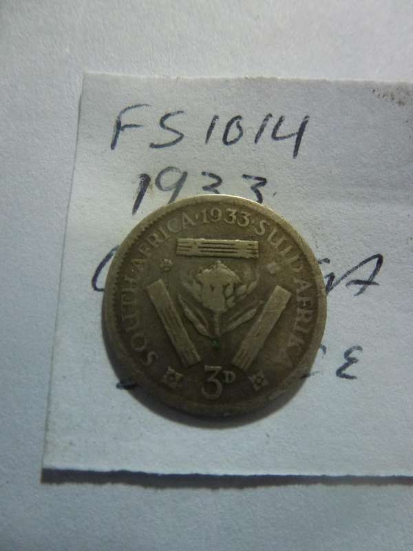 1933 Union of South Africa 3 pence