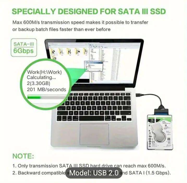 USB 3.0 to SATA Cable Suitable for 6.35 cm External HDD SSD Adapter, SATA to USB Hard Drive Adapter