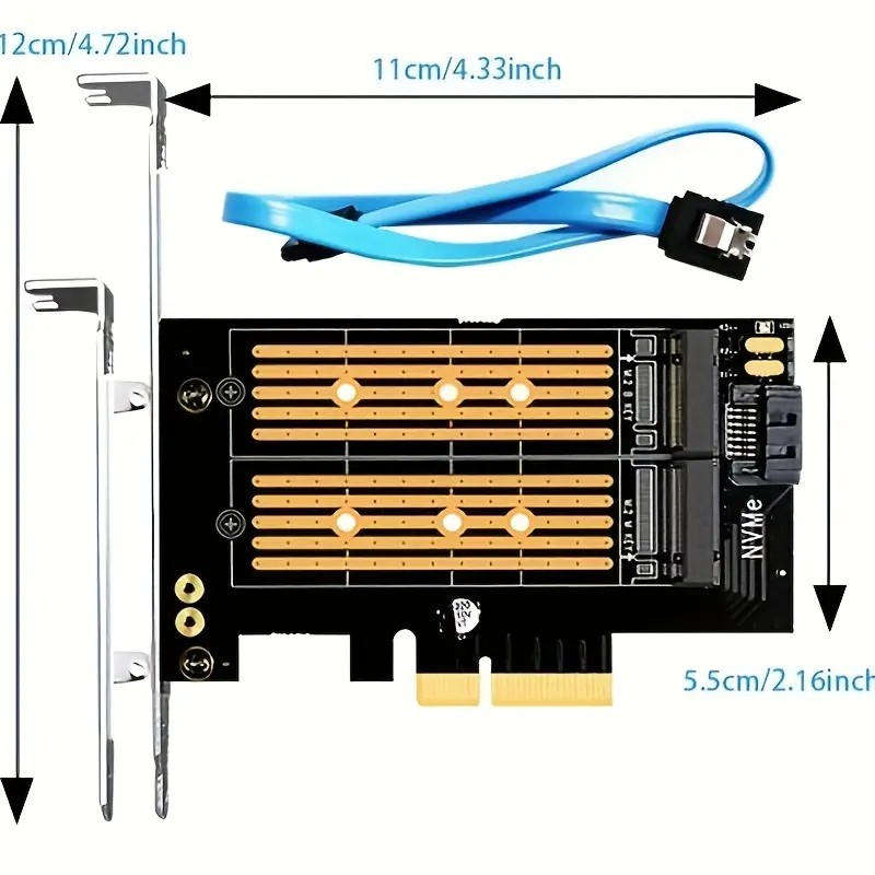 Dual M.2 X4 Adapter for One M.2 PCIe SSD and One M.2 SATA SSD