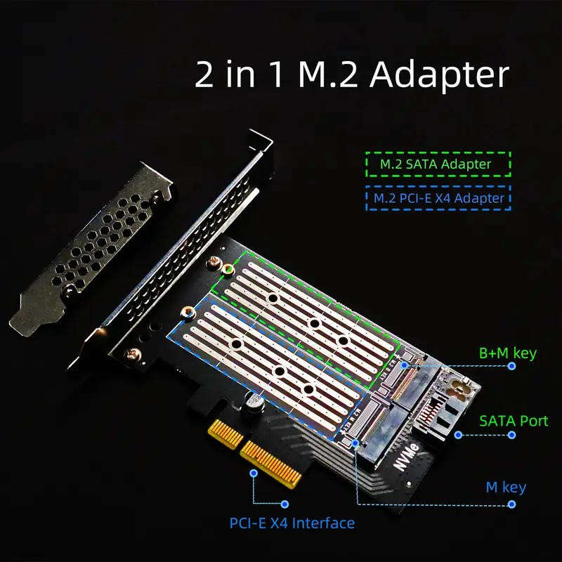 Dual M.2 X4 Adapter for One M.2 PCIe SSD and One M.2 SATA SSD