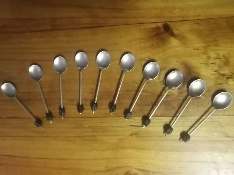 Vintage 1924 'Bean' Silver Spoons  10 Art Deco Coffee spoons  Sheffield England